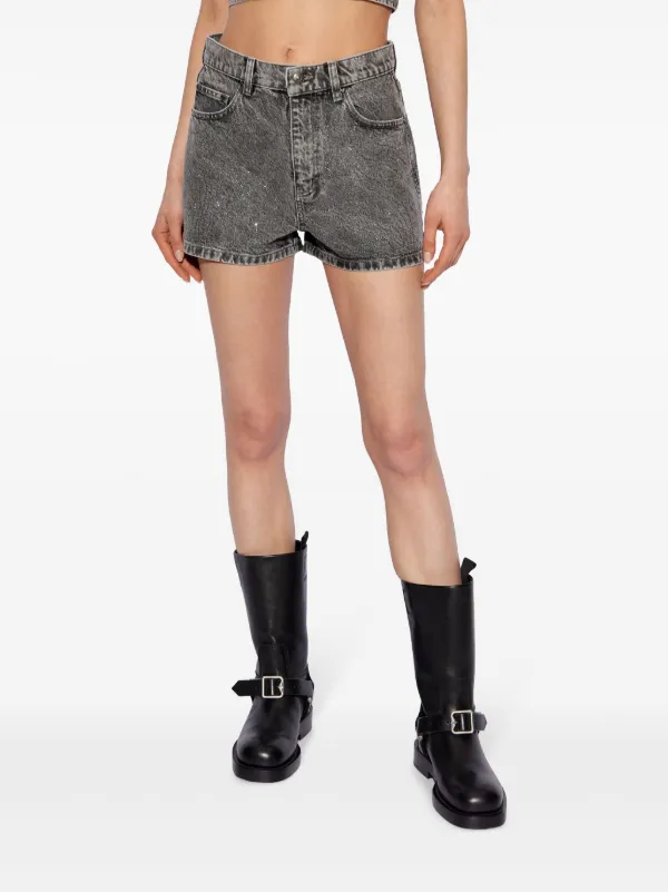 ROTATE BIRGER CHRISTENSEN acid-wash Denim Shorts | Grey