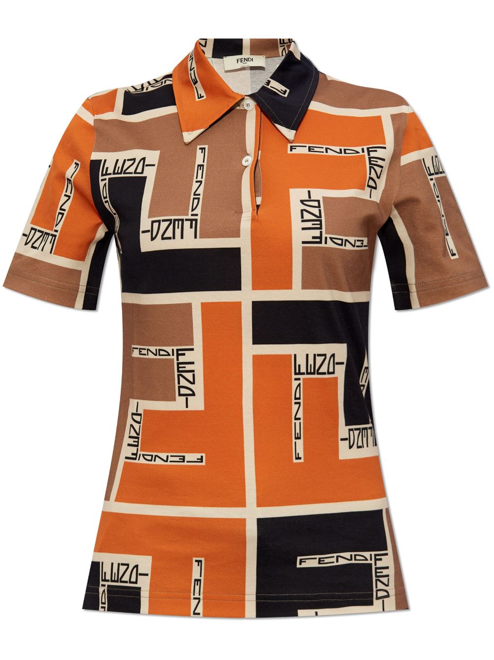 Image 1 of FENDI Maxi FF Puzzle-print polo shirt