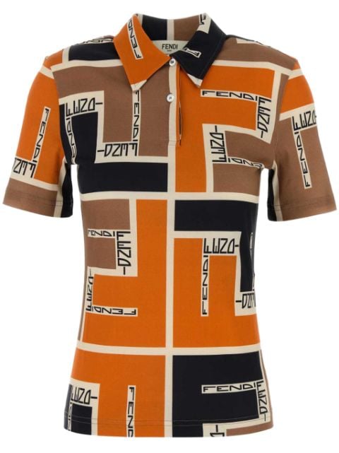 FENDI Maxi FF Puzzle-print polo shirt