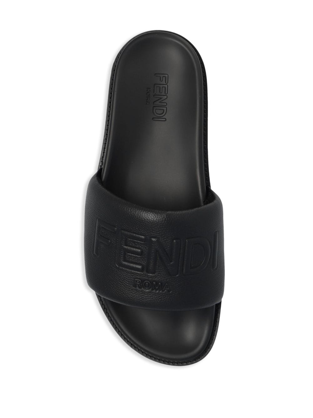 Shop Fendi Roma Leather Slides In Black