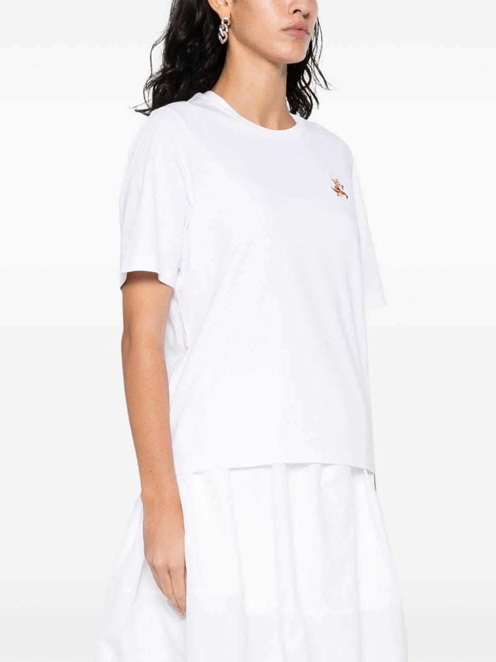 Maison Kitsuné T-shirt met vos-applicatie Wit