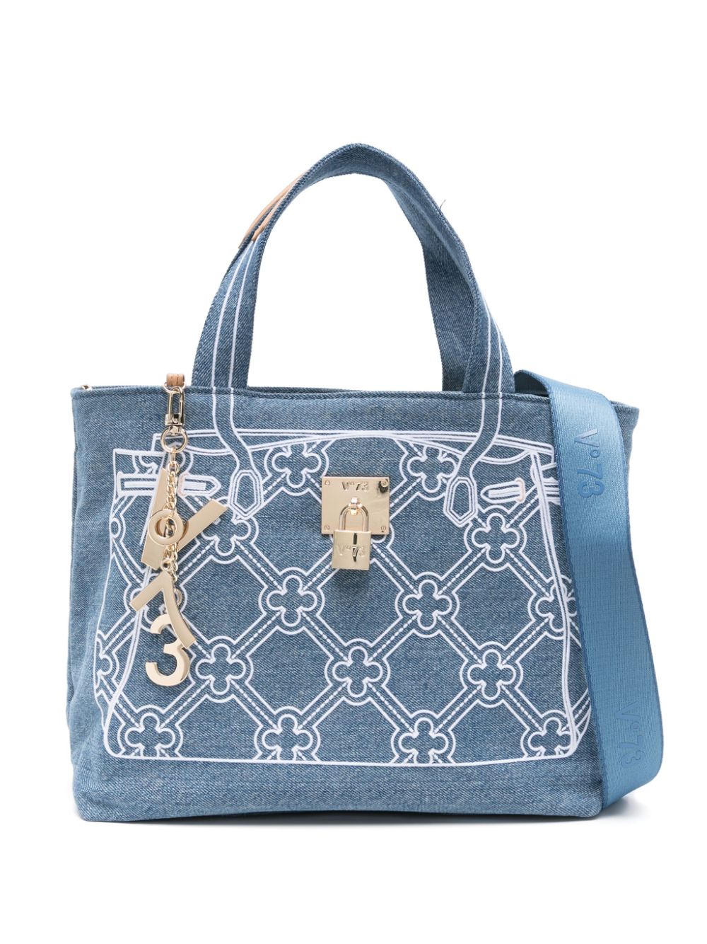 Shop V73 Must Denim Tote Bag In Blue