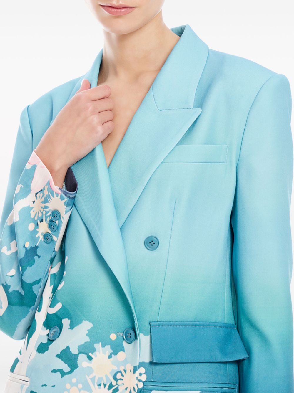 Shop Leo Lin Judy Double-breasted Blazer In Blue