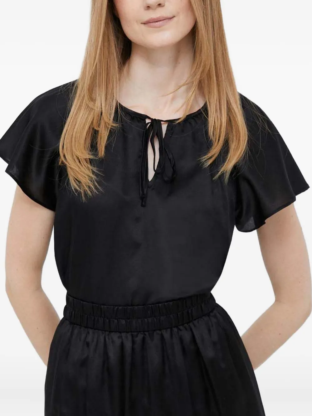 Dkny Tie-neck Flutter-sleeve Blouse In Multi