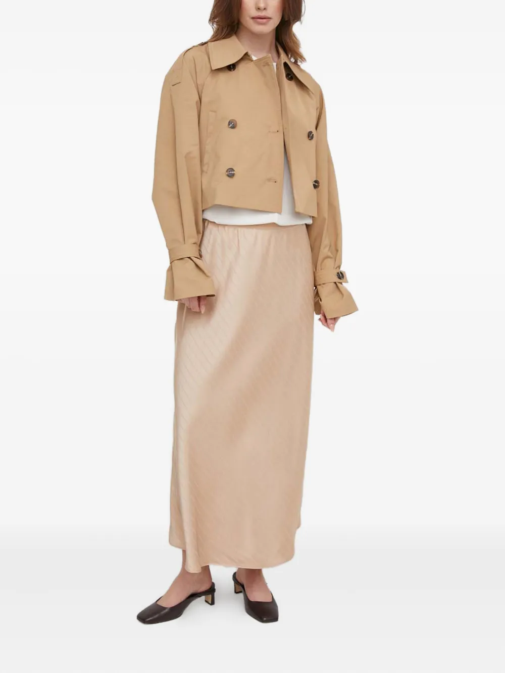 DKNY diagonal-stripe maxi skirt - Beige