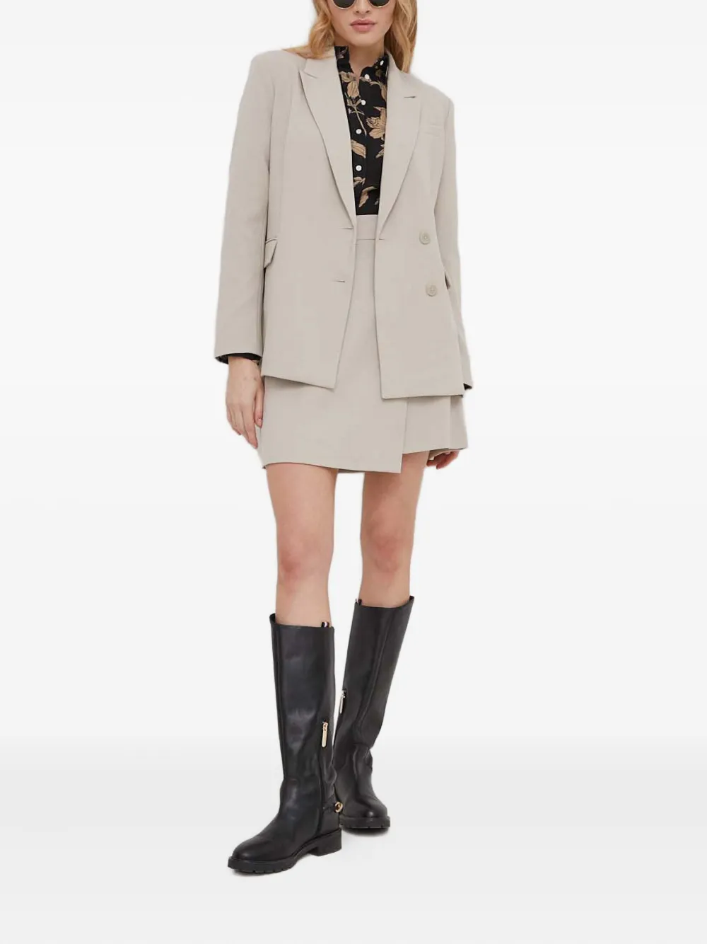 Dkny Buttoned Pocket Blazer In Neutral