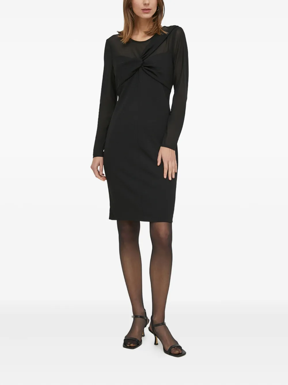 DKNY knot-detail long-sleeve mini dress - Zwart