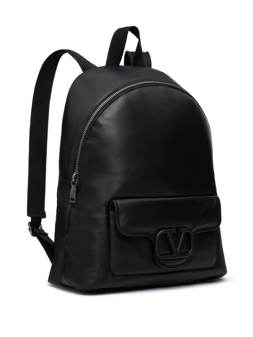 Shop Valentino Vlogo Signature Leather Backpack In Black