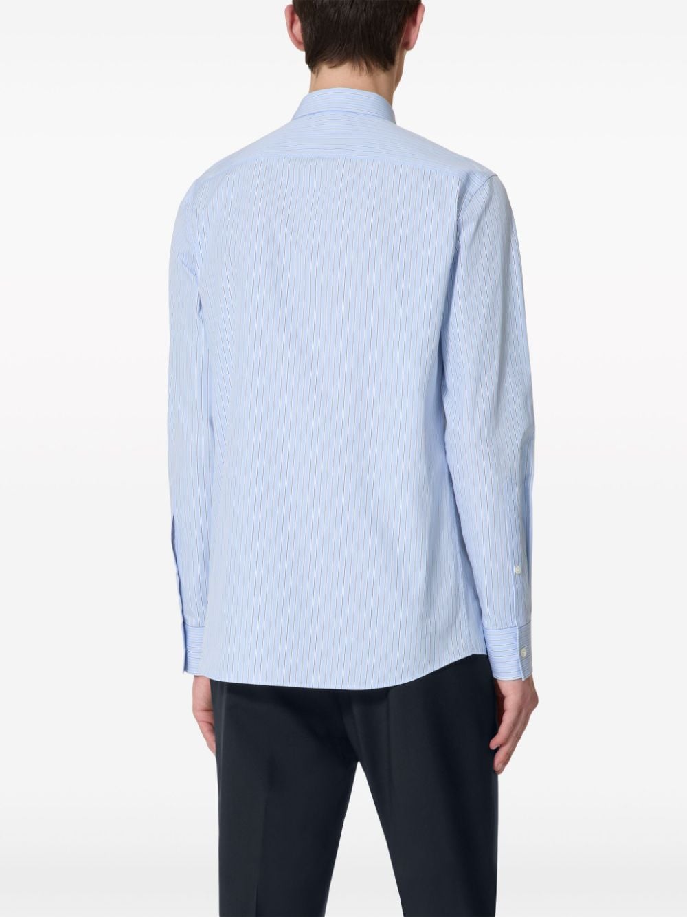 Shop Valentino V-detail Cotton Shirt In Blue