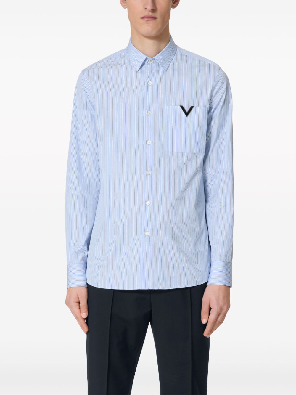 Valentino Garavani Katoenen overhemd met V-detail Blauw