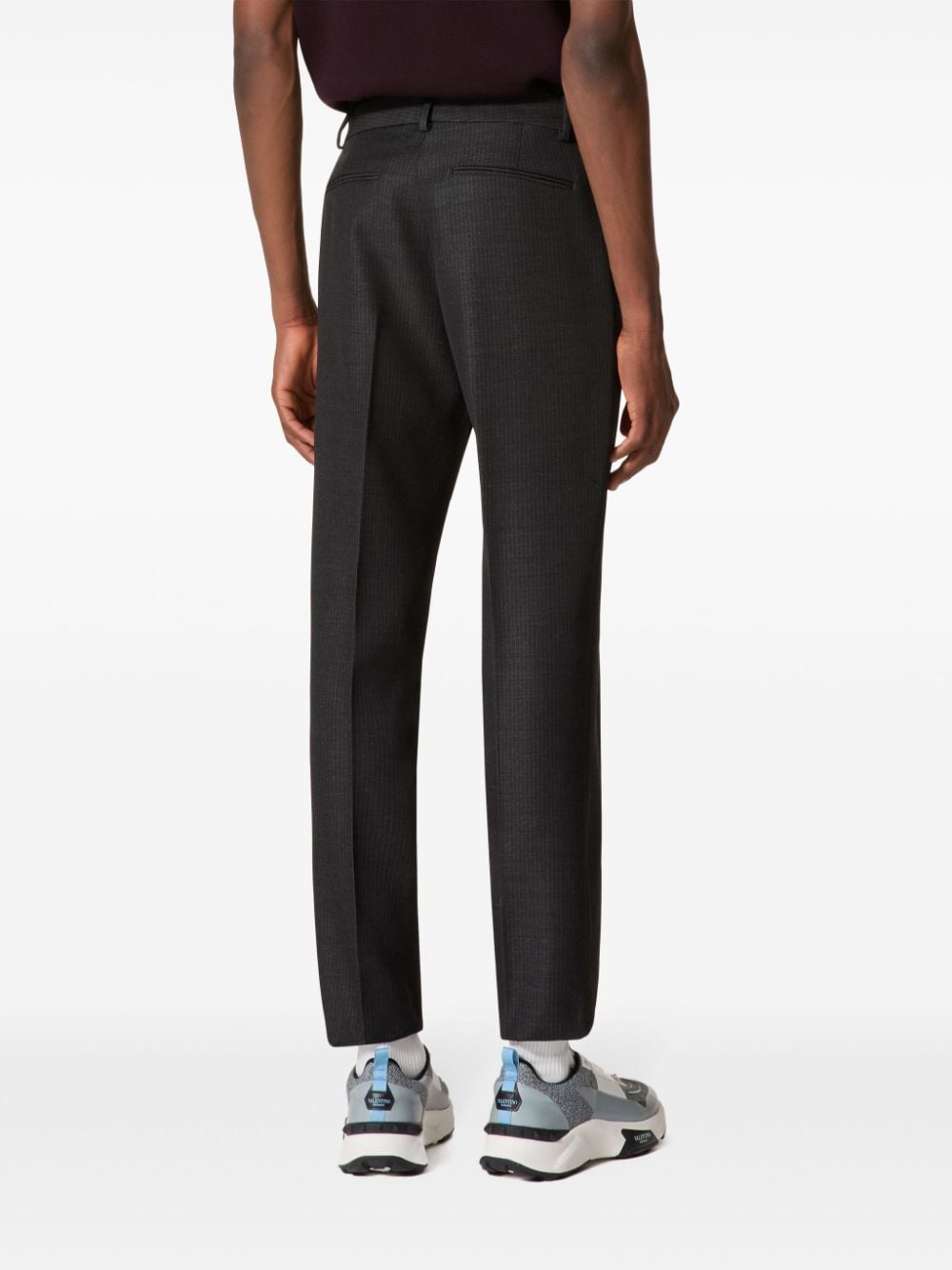 Shop Valentino Mid-rise Slim-cut Trousers In Grau