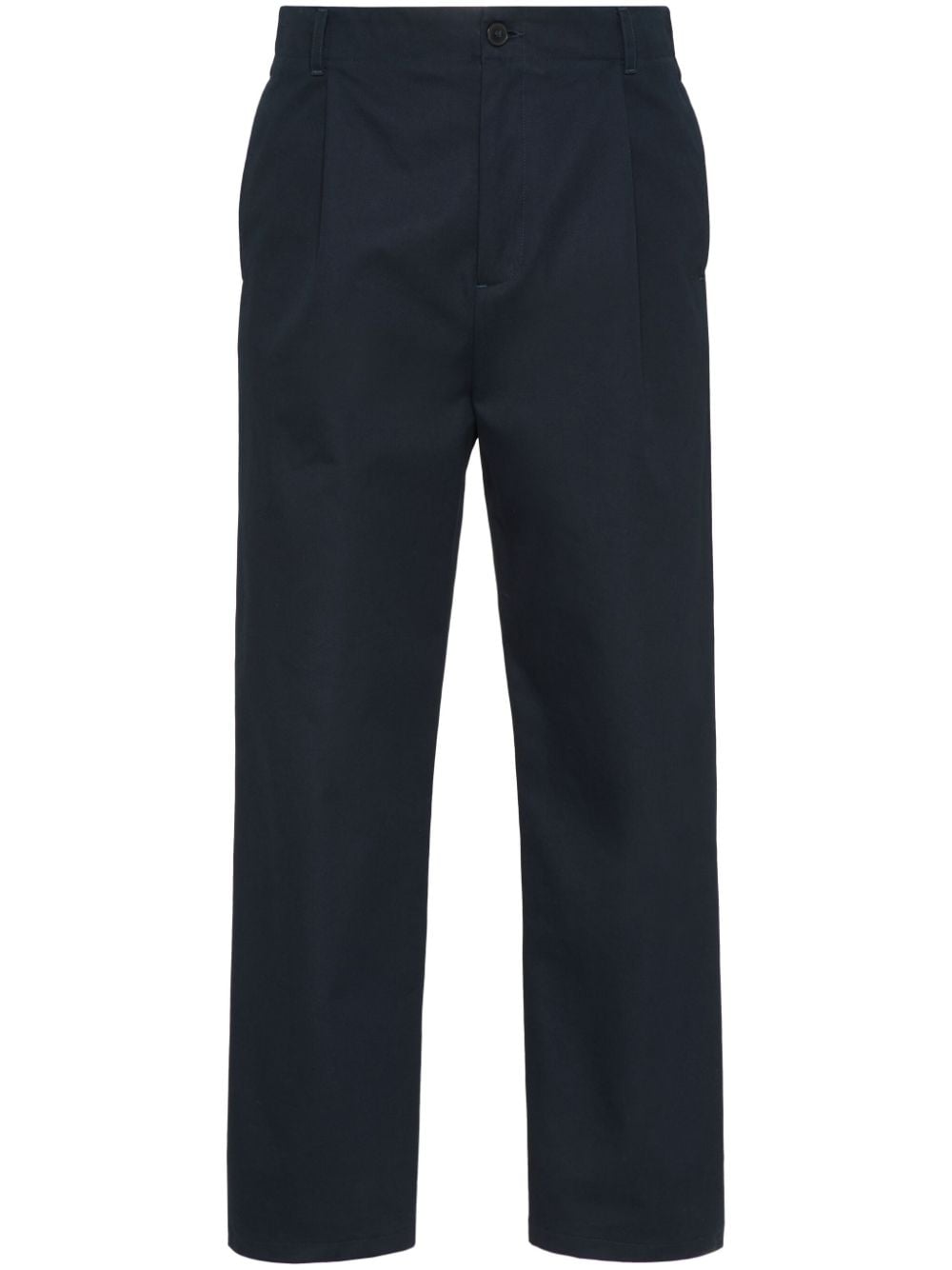 Valentino Pleat-detail Cotton Chino Trousers In Blue