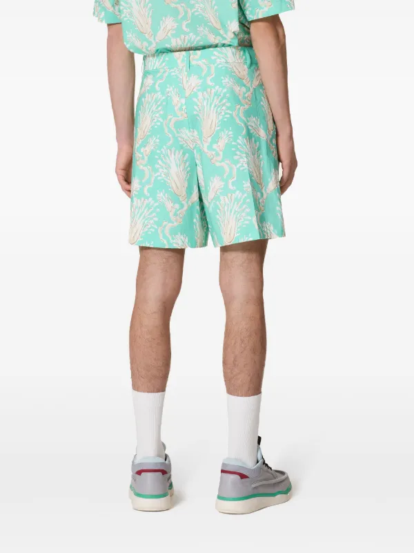 Valentino Garavani abstract-print Cotton Shorts | Green