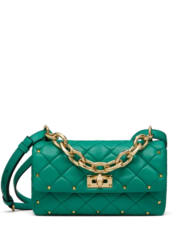 Valentino Garavani Rockstud Spike Shoulder Bag Green FARFETCH