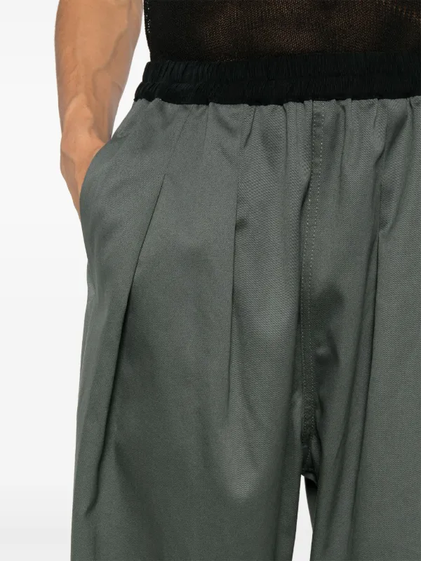 Maison Margiela Pleated Cotton Trousers | Grey | FARFETCH