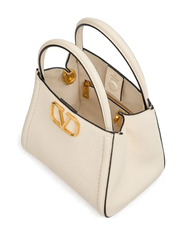 Valentino Garavani small Alltime leather tote bag women Calf Leather One Size Neutrals
