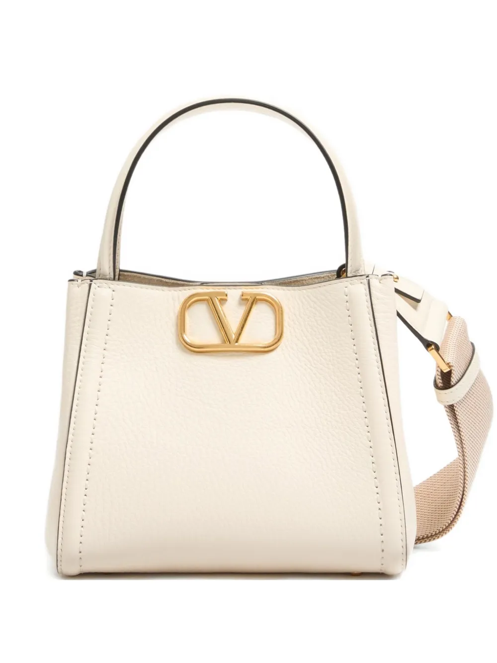 Valentino Garavani small Alltime leather tote bag | Neutrals | Image 1