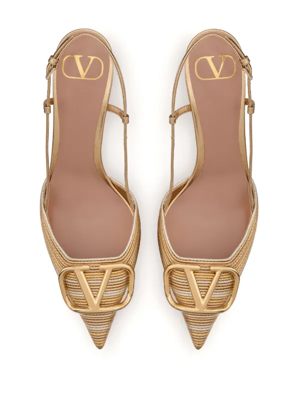 【VALENTINO】Vロゴ シグネチャー レザー スリングバック 80MM Valentino Garavani Vロゴ シグネチャー 80mm スリングバック