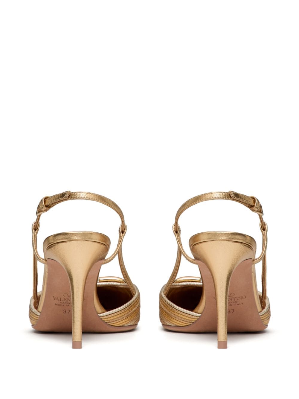 Shop Valentino Vlogo Signature Slingback Pumps In Gold