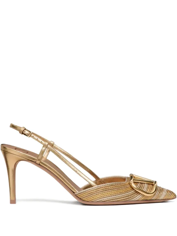VALENTINO＞＞Vロゴ シグネチャー 80 スリングバック パンプス Vロゴ シグネチャー パテントレザー スリングバックパンプス 80