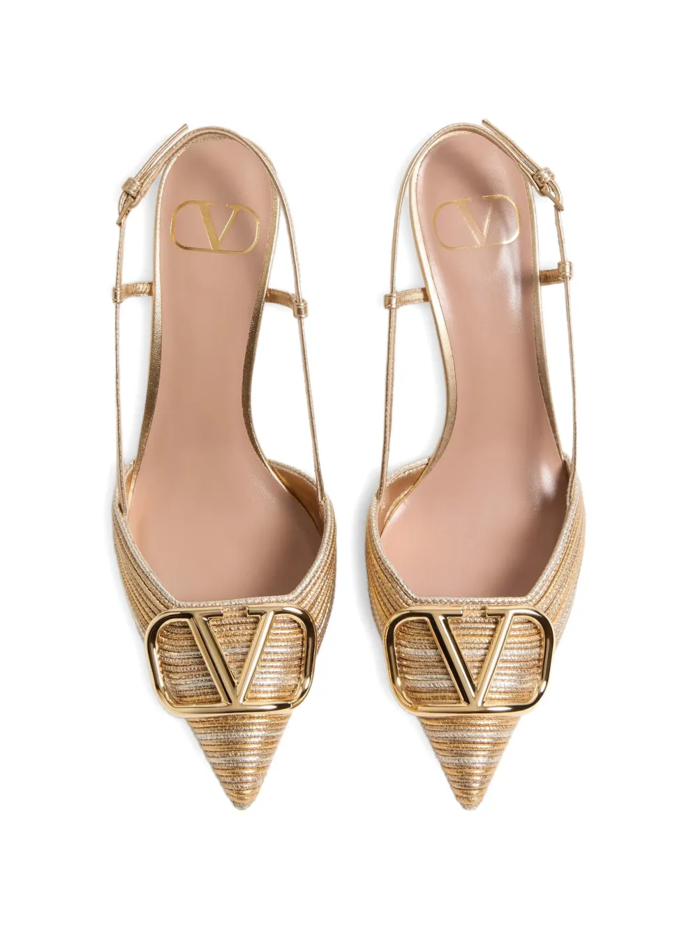 VALENTINO 良品 ゴールドV金具 ストライプ サテンシュシュ 2点セット 23443799_65575496_1000.jpg