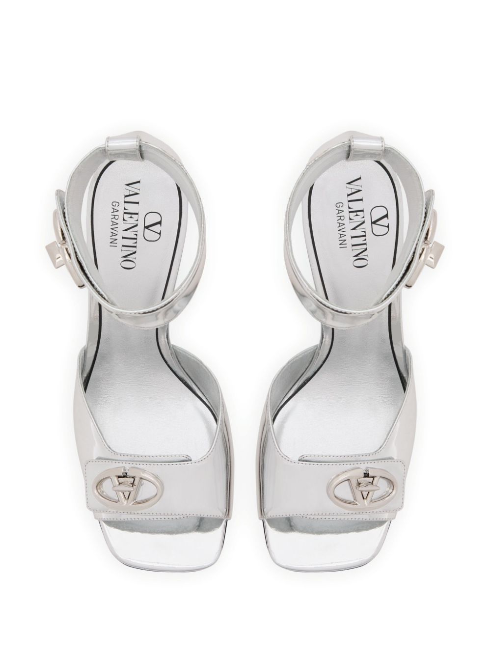 Valentino Garavani VLogo 100 mm leren sandalen Zilver