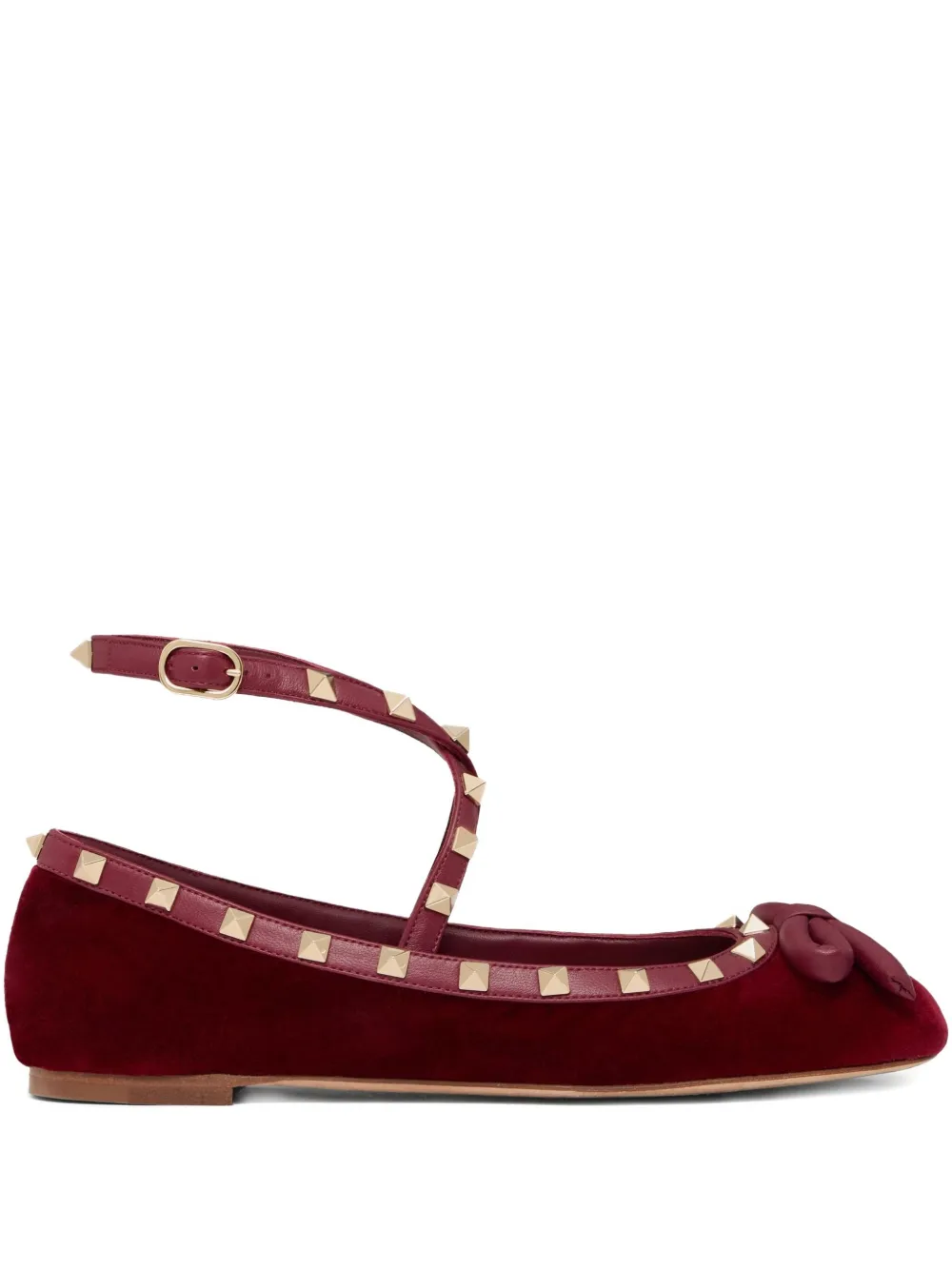 Valentino Garavani Rockstud ballerina's met bandjes Rood