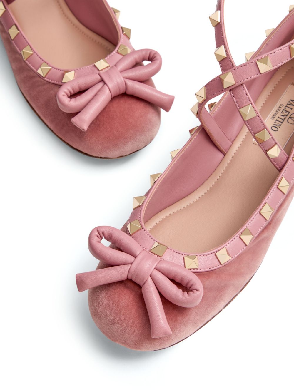 Valentino Garavani Rockstud ballerina's met bandjes Roze