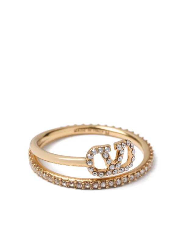 VALENTINO クリスタルリング Valentino Garavani VLogo Signature Crystal Ring | Gold