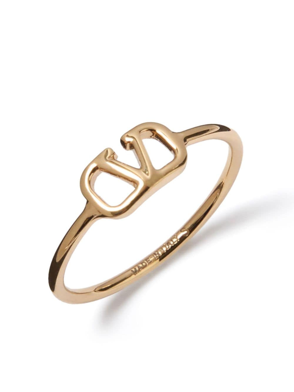 Shop Valentino Vlogo Brass Ring In Gold