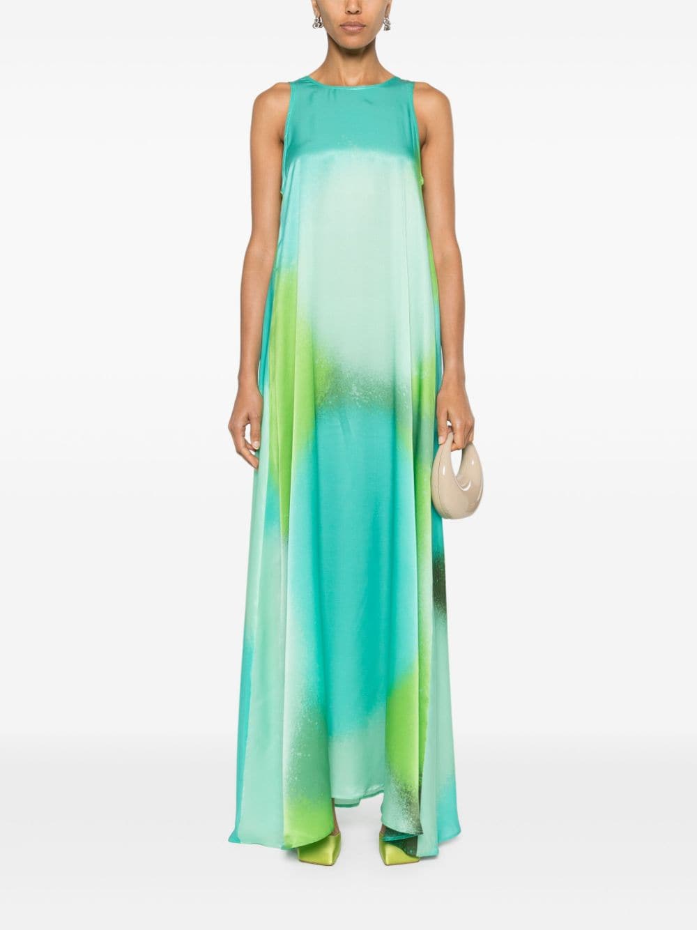 Shop Gianluca Capannolo Elena Abstract-pattern Silk Dress In Green