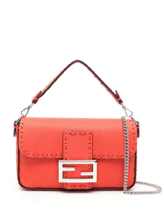 FENDI Mini Baguette Leather Crossbody Bag Red FARFETCH GR