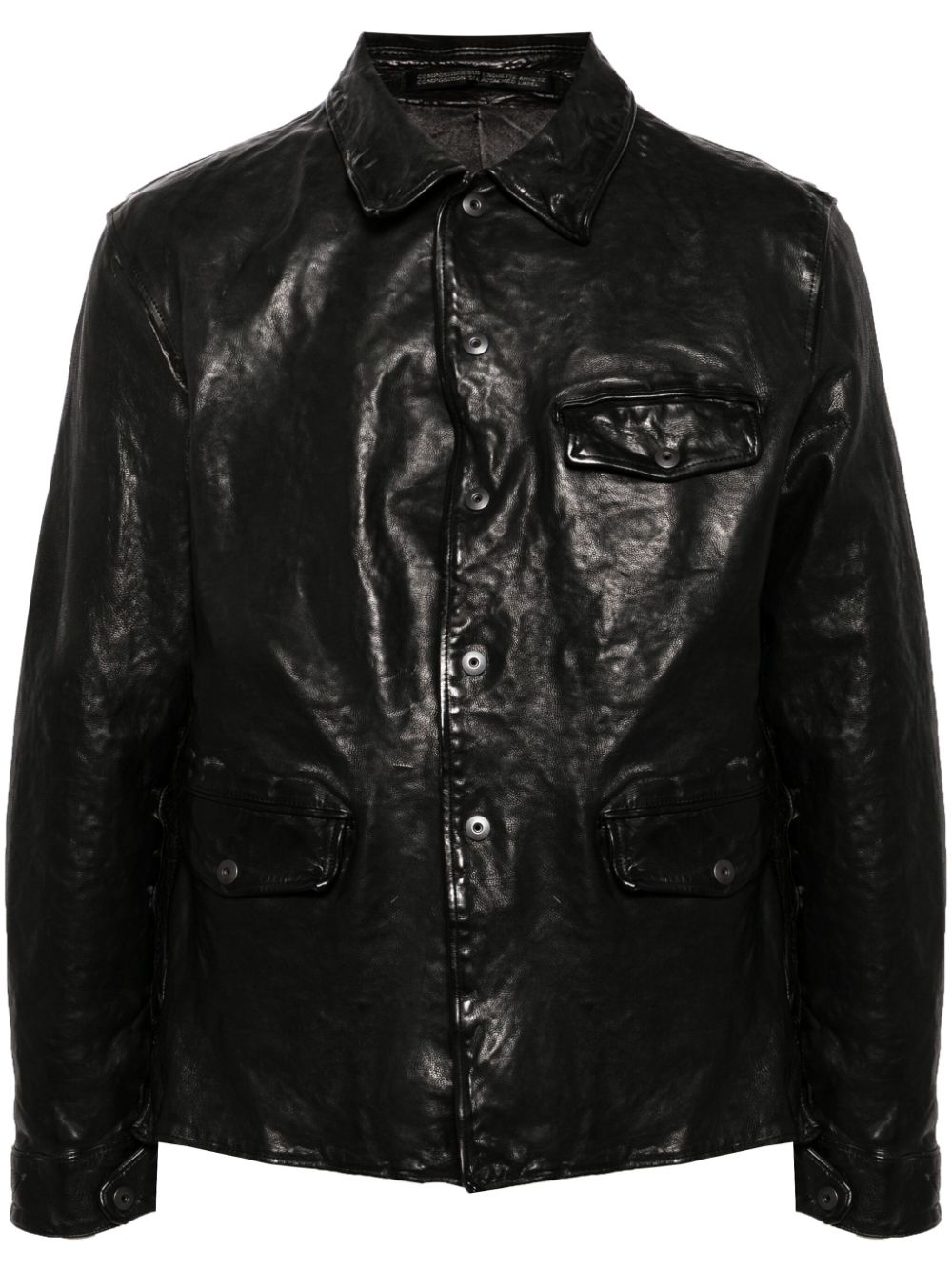Yohji Yamamoto classic-collar leather jacket - Nero