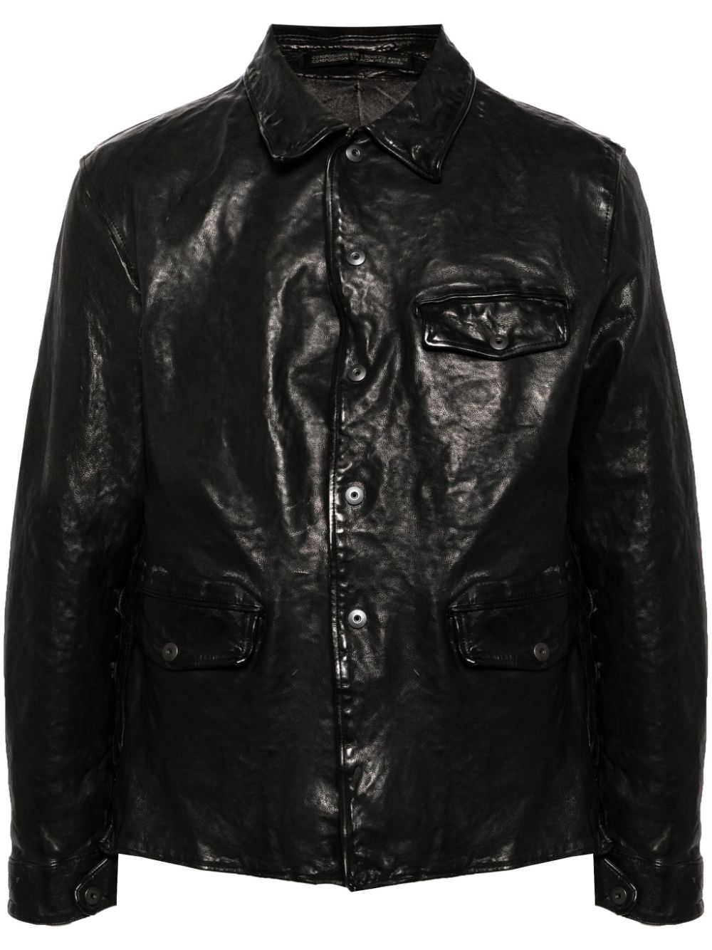 classic-collar leather jacket