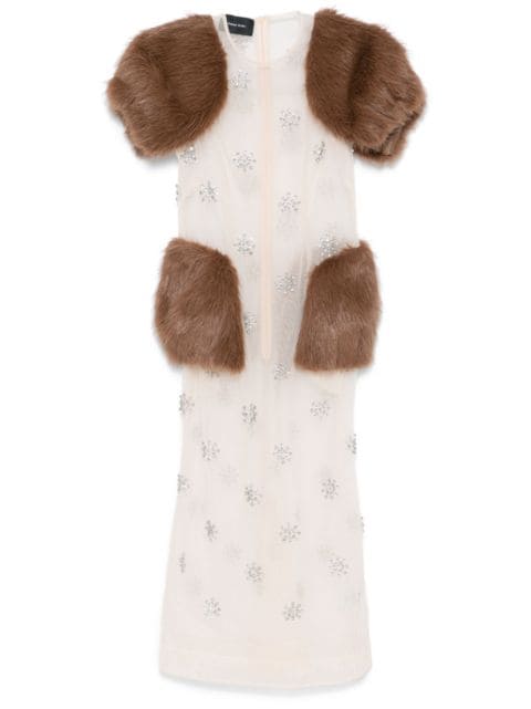 Simone Rocha faux-fur inserts midi dress