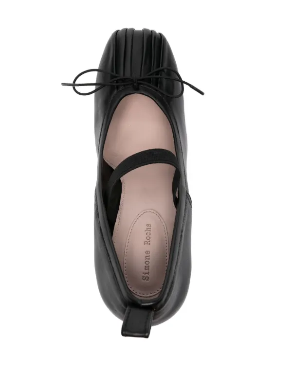 Simone Rocha Heeled Leather Ballerina Shoes | Black