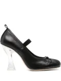 Simone Rocha heeled leather ballerina shoes - Black