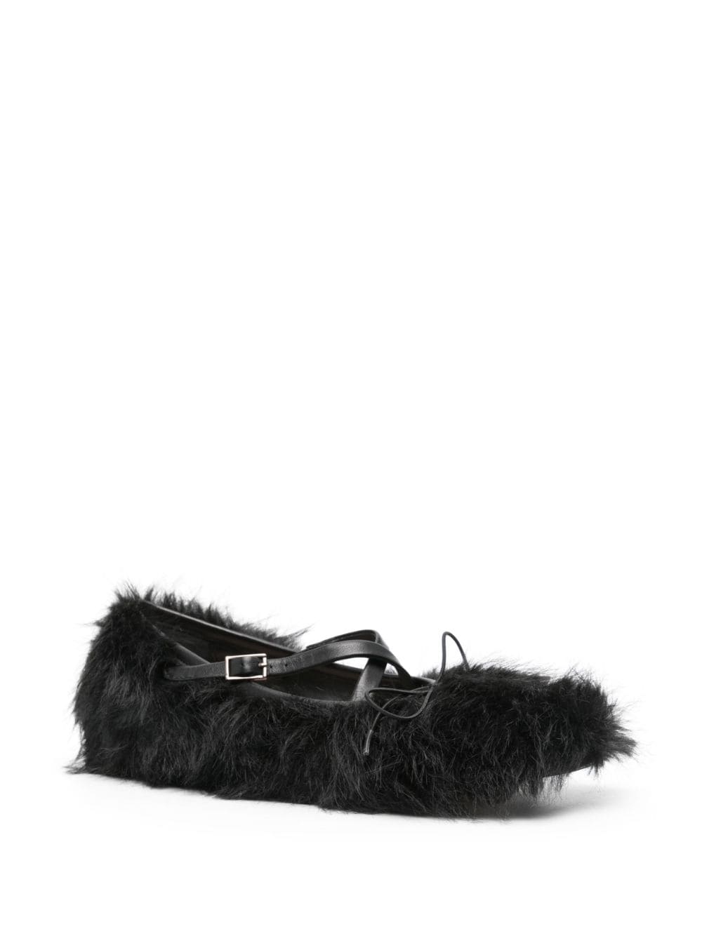 Shop Simone Rocha Faux-fur Ballet Flats In Black