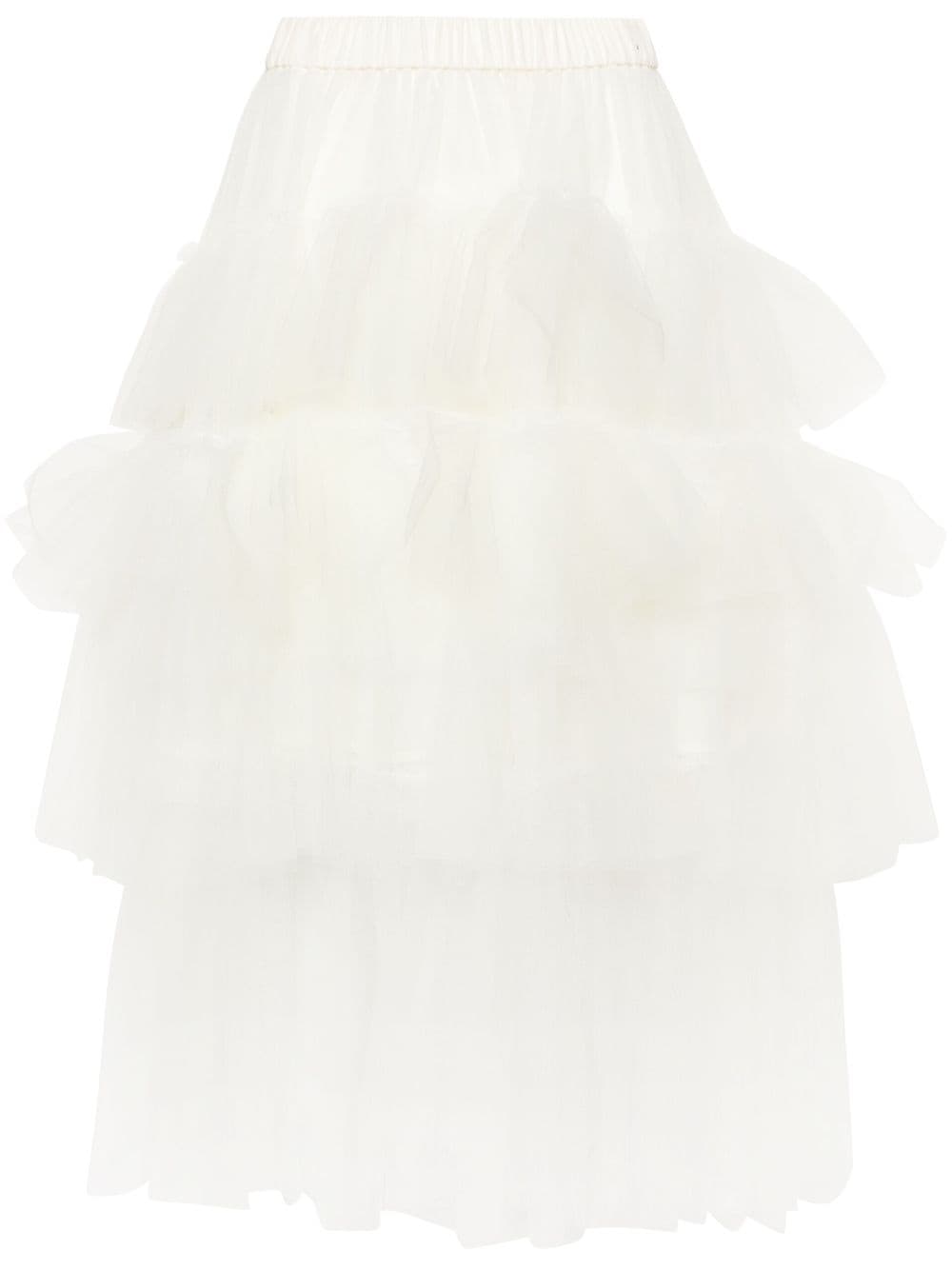 Simone Rocha - tulle midi skirt - women - Acetate/Polyamide/Silk/Acetate/Cupro/Nylon - 14 - White