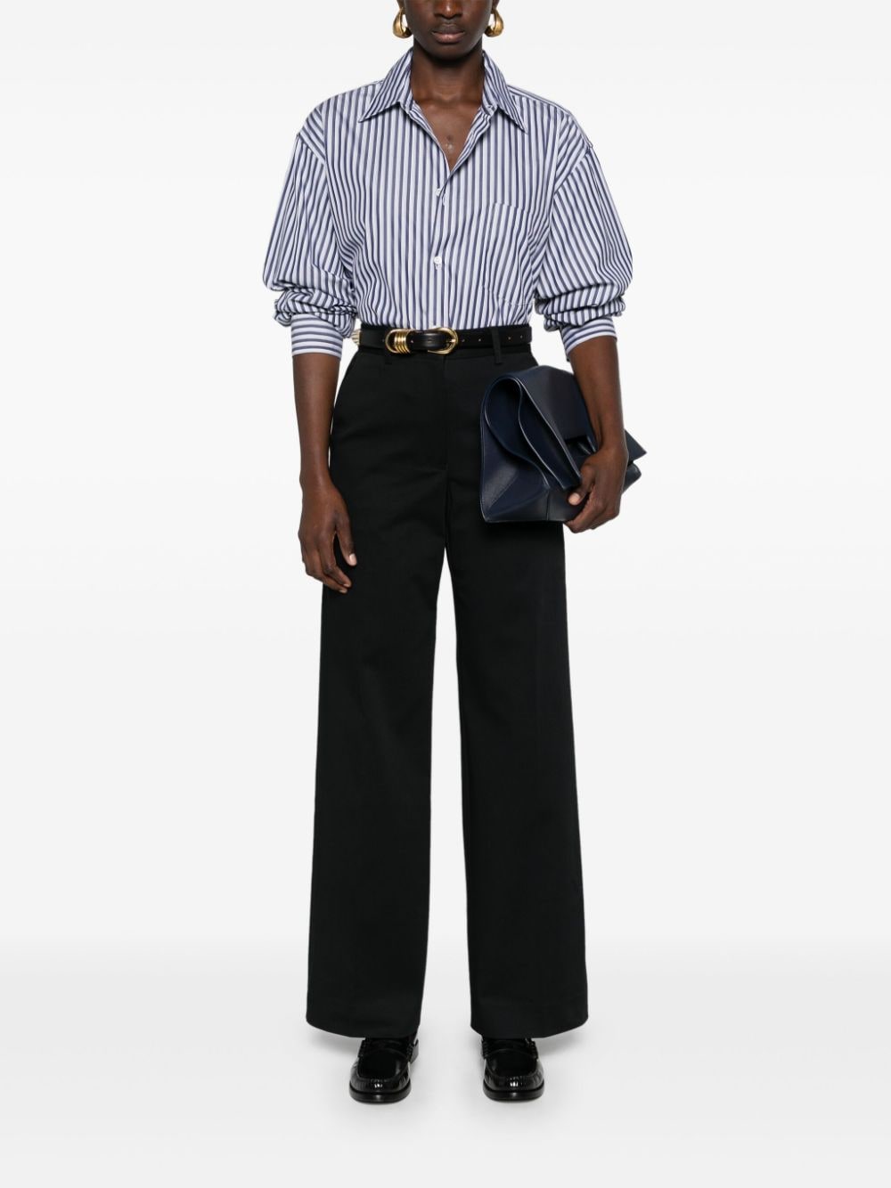 Shop Matteau Straight-leh Twill Tailored Trousers In Black