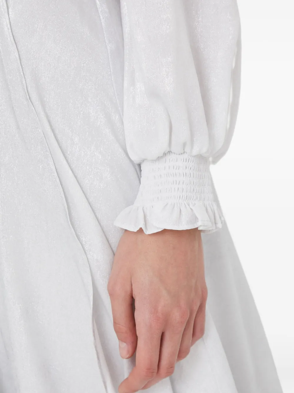 Dkny Tie-waist Long-sleeved Midi Dress In White