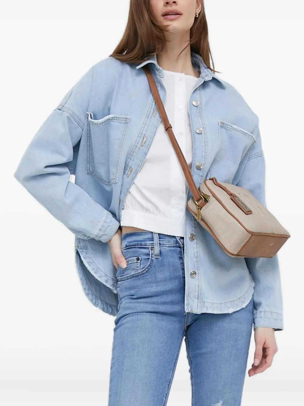 Dkny Buttoned Blouse In Blue