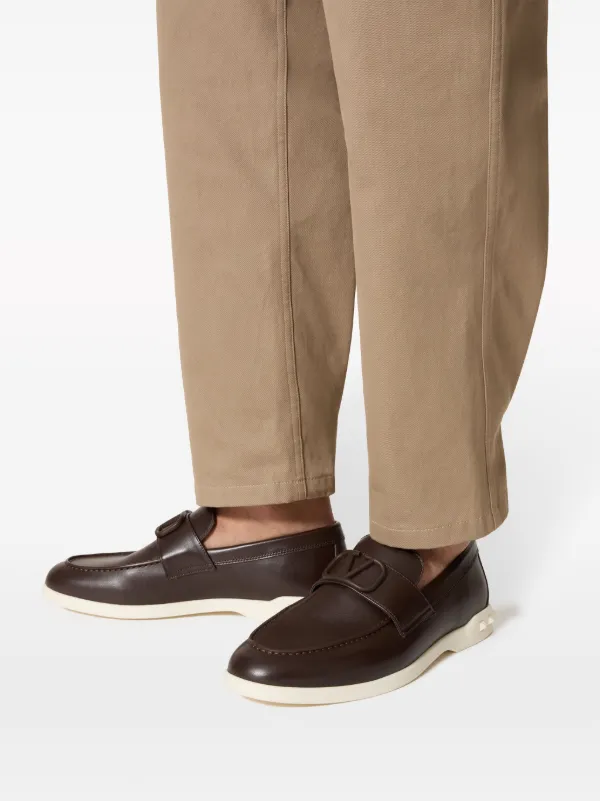 Valentino Garavani Leisure Flows Leather Loafers | Brown