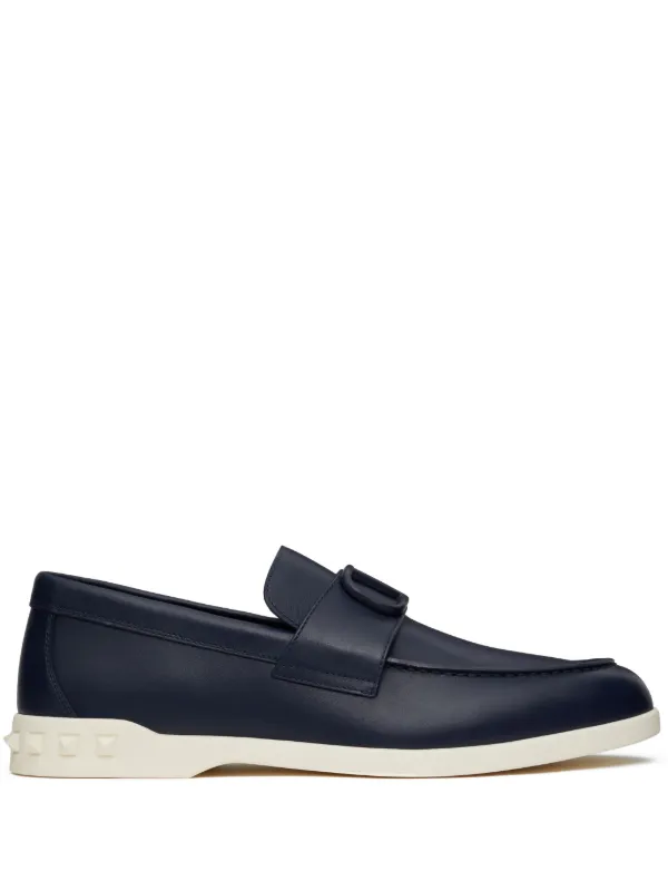 Blue leather loafers mens on sale