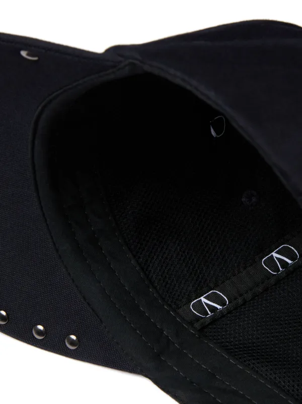 Valentino Garavani Rockstud-embellished Cotton Cap | Black