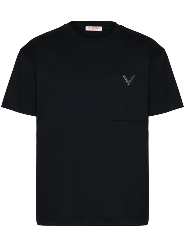 Valentino Garavani logo-plaque Cotton T-shirt | Black | FARFETCH