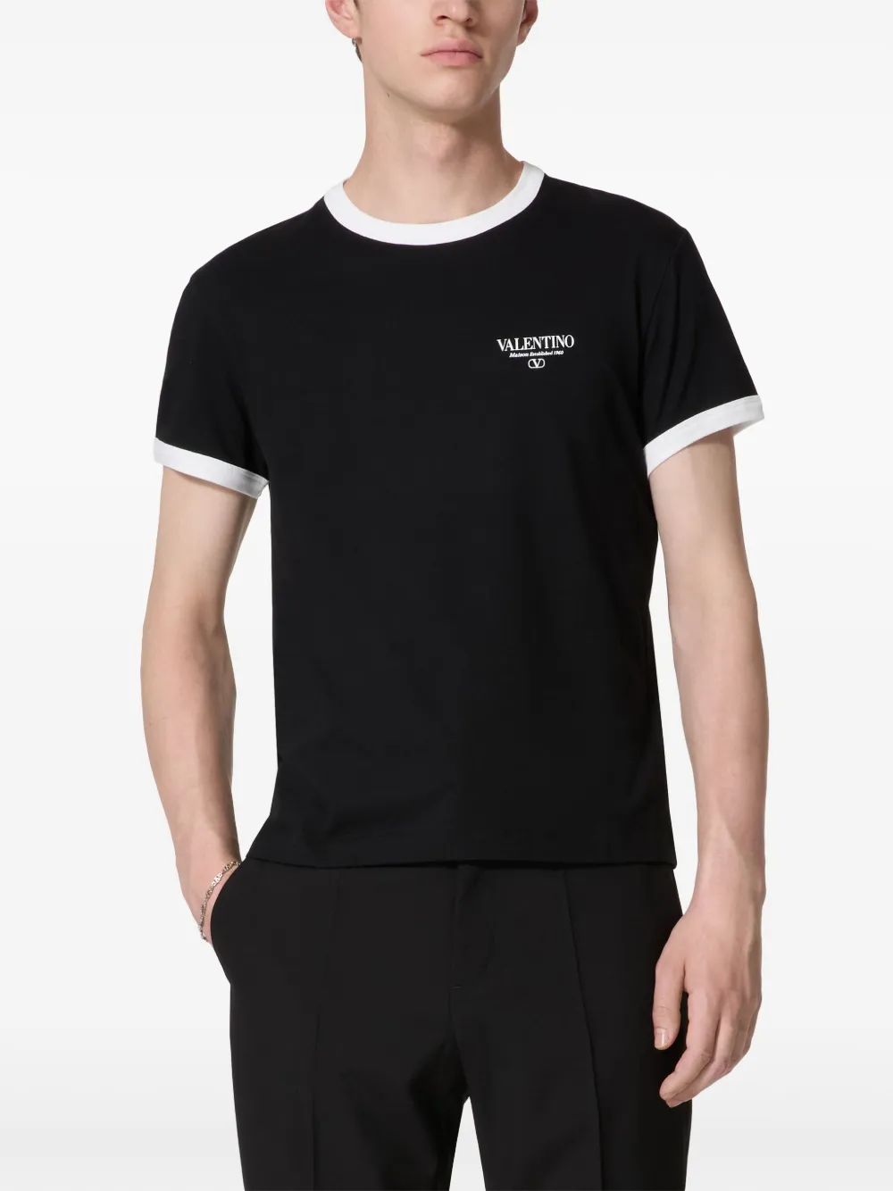 Valentino Garavani logo-embroidered Cotton T-shirt | Black | FARFETCH