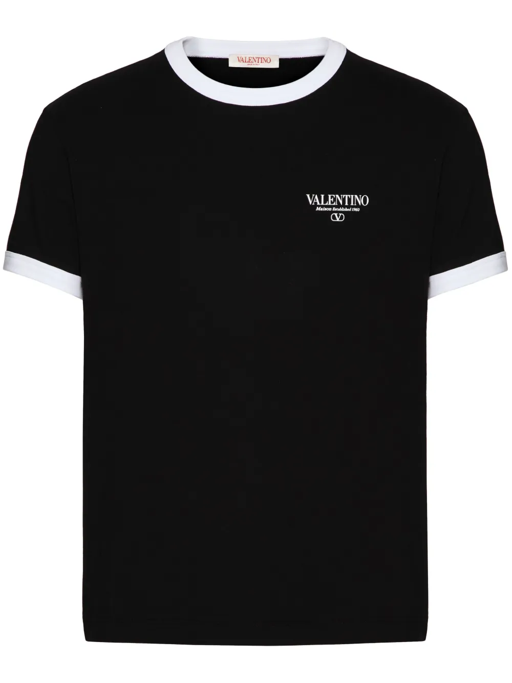 Valentino Logo-embroidered Cotton T-shirt In Black