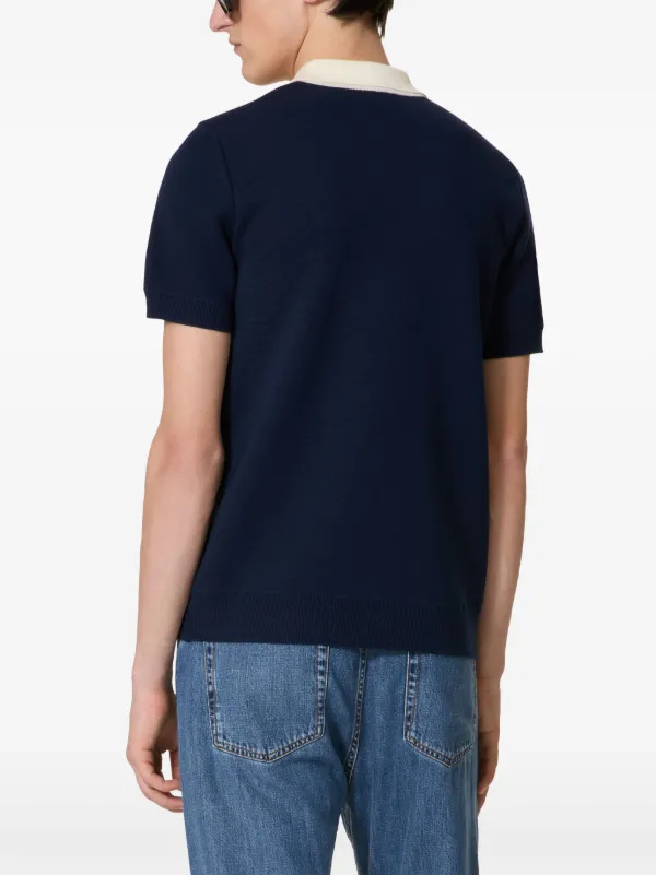 Valentino Garavani contrast-trim fine-knit Polo Shirt | Blue