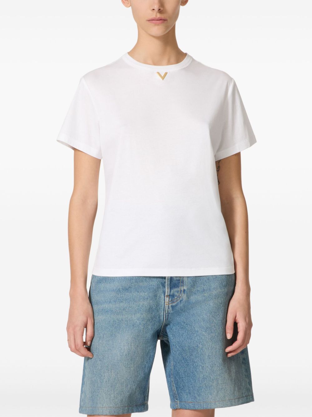 Shop Valentino Vgold Cotton T-shirt In White